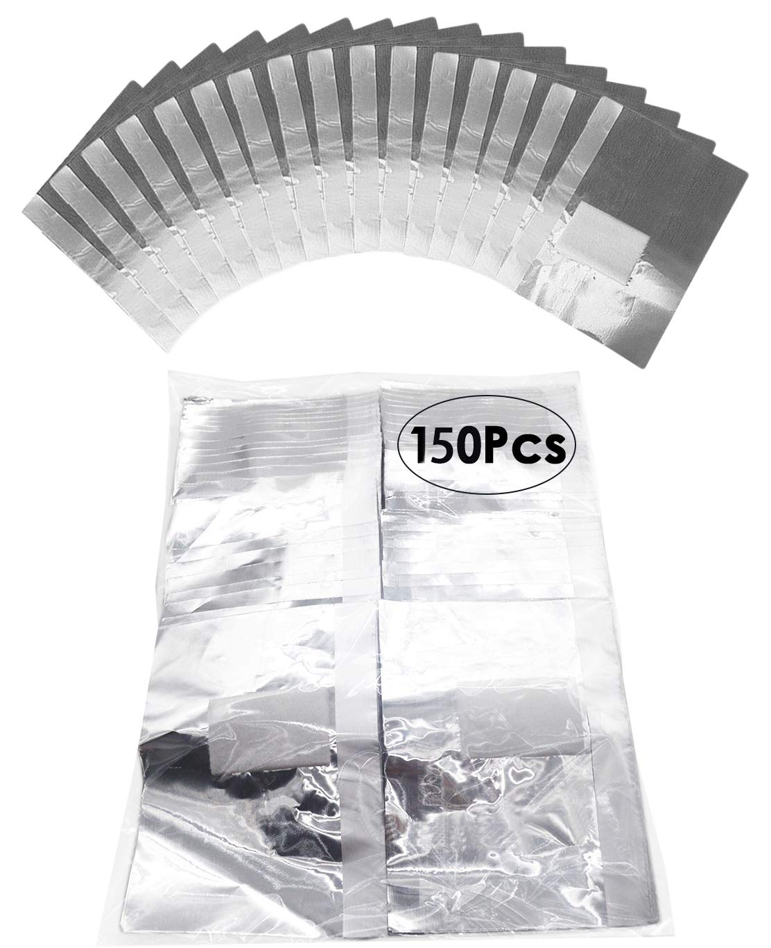 150Pcs Nail Foil Aluminium Wraps Remover for Gel Polish/Acrylic Soak-off Removal, with Pre-attached Lint Free Pad