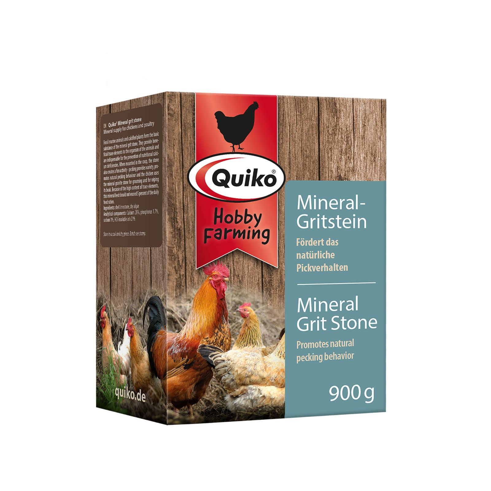 Quiko Hobby Farming Mineral Grit Stone 900g - Pecking stone for chickens, quails & poultry - With valuable trace elements - Promotes pecking behaviour - Provides varied activity