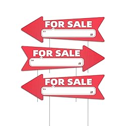 For Sale Red Arrow Signs with Stakes-16 x 5 in