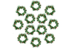 YBB 12Pcs Christmas Candle Rings, Small Artificial Red Berry Wreath Candle Holder Rings, Fits 3 Inch Pillars Candle Tapers for Rustic Wedding Centerpiece Christmas Table Decoration