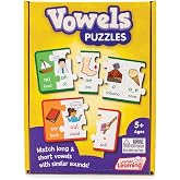 Junior Learning Vowel Puzzles - 78 Piece Set for Long &amp; Short Vowel Sounds | Features 14 self-correcting educational puzzles, multicolor design, and alternative spelling match for early phonics skills