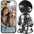 Indoor Camera Robot, 2k 5g/2.4ghz WiFi Pet Robot Cam with Phone App EseeCloud, 360 PTZ Nanny Cam Hidden Cam with Audio/Video, Spy Camera 2-Way Audio Motion Tracking 7/24 Night Vision
