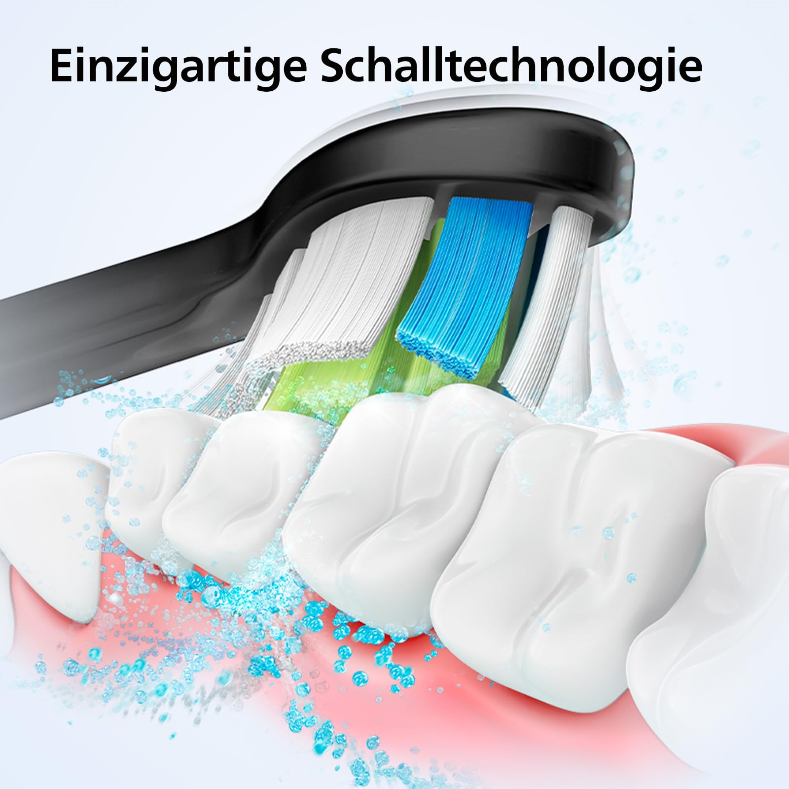 Philips Sonicare 4100 – elektrische Sonicare Zahnbürste für Erwachsene mit 1 x Philips W2 Optimal White Bürstenkopf in Schwarz, schlankem Reiseetui und USB-Ladegerät (Modell HX3683/54) 4