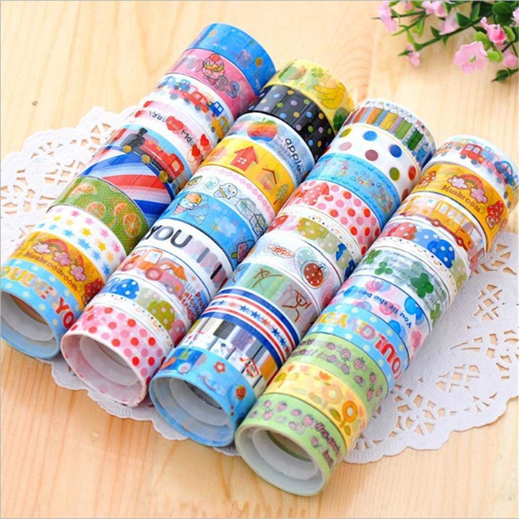kirken 10pcs DIY Cartoon Tape Set Adhesive Scrapbooking Sticker for Scrapbooking Party Supplies Arts Crafts Decoration