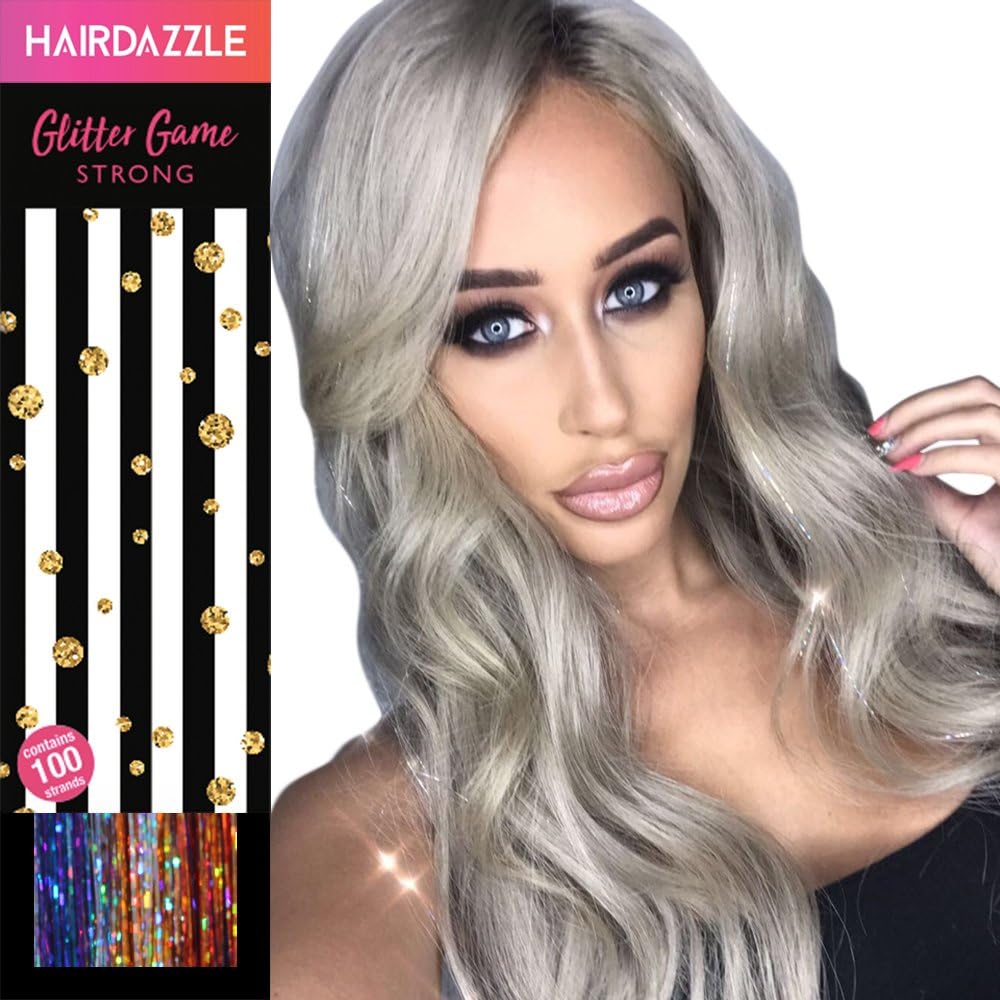 Colour Burst Bundle, Glitter Hair Strands (300) - 3 x packs HAIR DAZZLE - Summer Festival Hair Accessories for Girls - Sparkle Hair Extensions Glitter Parties …