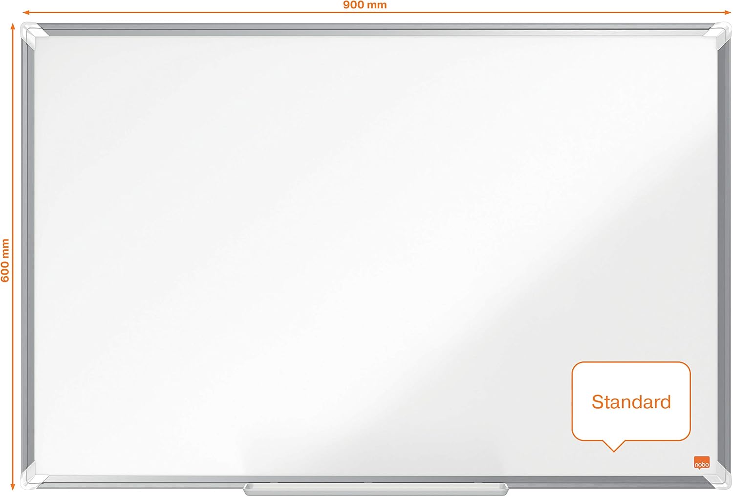 Nobo Melamine Whiteboard, Non-Magnetic, 900 x 600mm, Aluminium Trim, Corner Wall Mounting, Includes Whiteboard Pen - Image 4