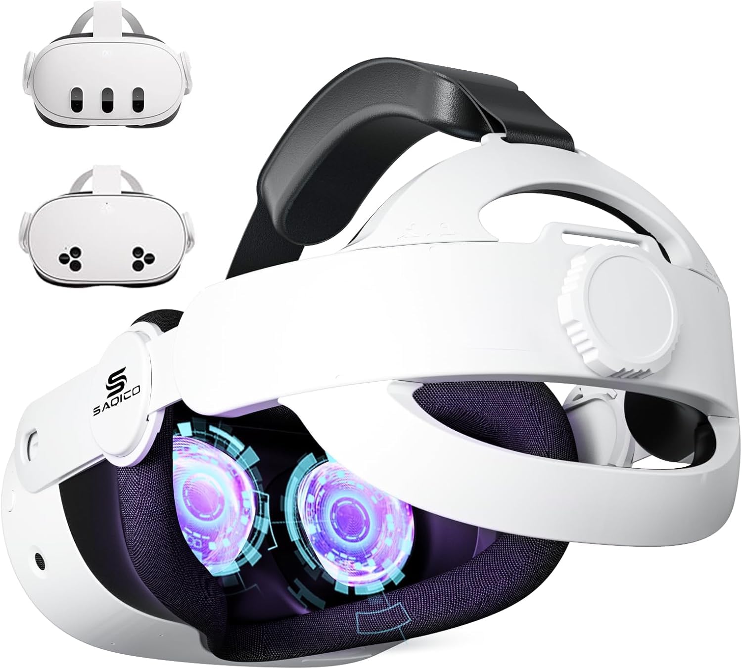 Saqico Head Strap for Meta Oculus Quest 3S/ Quest 3, Pressure-Free Elite Strap Accessories Replacement, Adjustable Headband Soft Cushion VR Headset Enhanced Comfort & Balanced Fit for Longer Immersion