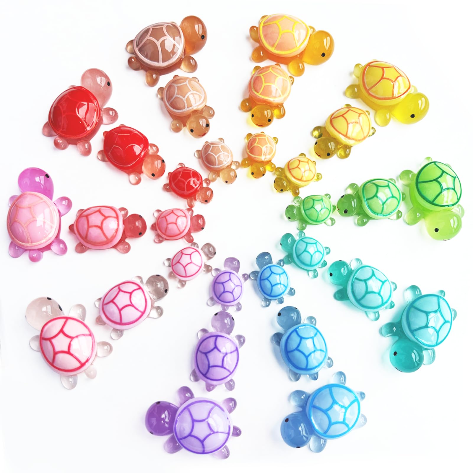 Photo 1 of 30 Pcs Mixed Mini Resin Turtles Figurines to Hide Glow in The Dark Plastic Sea Turtle Toys