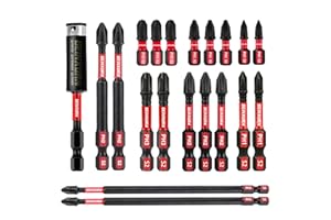 GEINXURN Impact Tough Phillips Bits PH1/PH2/PH3 Insert Driver Bits,19Pack Bulk Phillips Screwdriver Bits Set with 1Pcs Impact Bit Holder