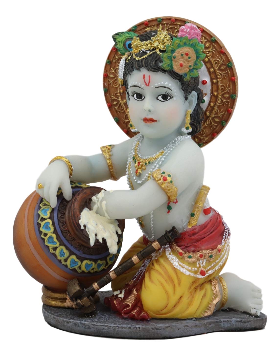 Ebros Hindu God Baby Krishna Vishnu Stealing Butter Yogurt and Milk