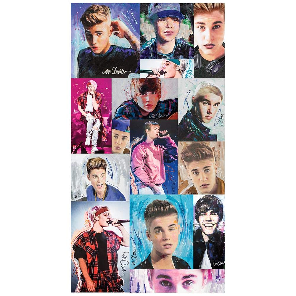 Imagicom Celebrity Icons Sticker Mural Bieber, Fabric, Blue, 200 x 100 x 0.1 cm