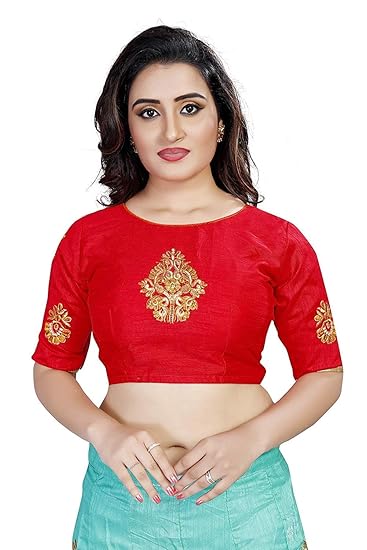 Silk Long cholis Saree Blouse (REd Free Size)