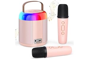 AUOKAI Karaoke Machine for Kids Adults,Min Bluetooth Karaoke Speaker with Wireless Microphone and Colorful Light Portable Singing Microphone Popular Birthday Gifts for Girls Age 4, 5, 6, 7, 9,10+