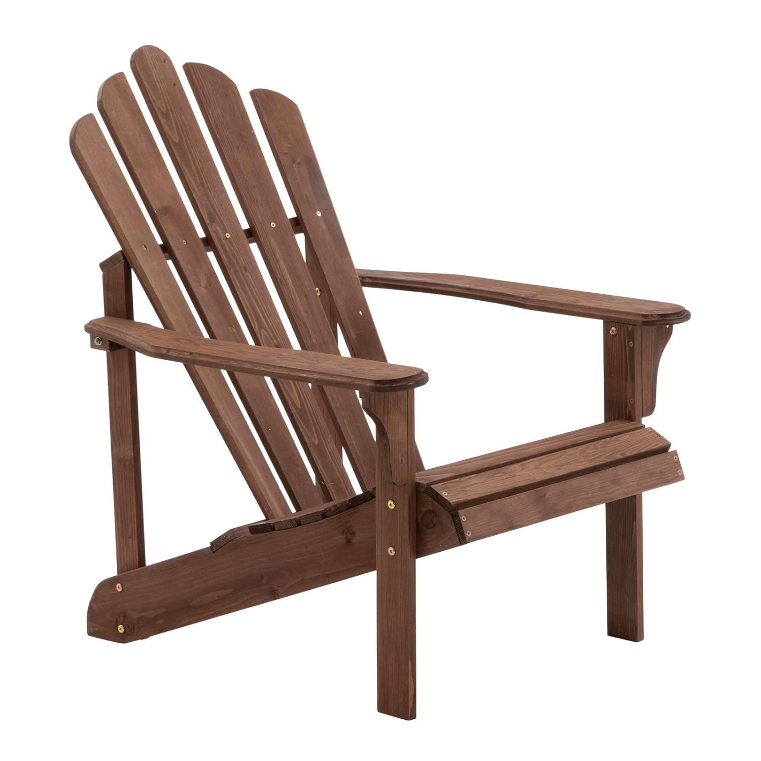  Dark Brown Finish Fir Wood Adirondack Chair