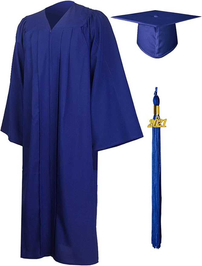 GraduationMall Matte Graduation Gown Cap Tassel Set 2021 for High