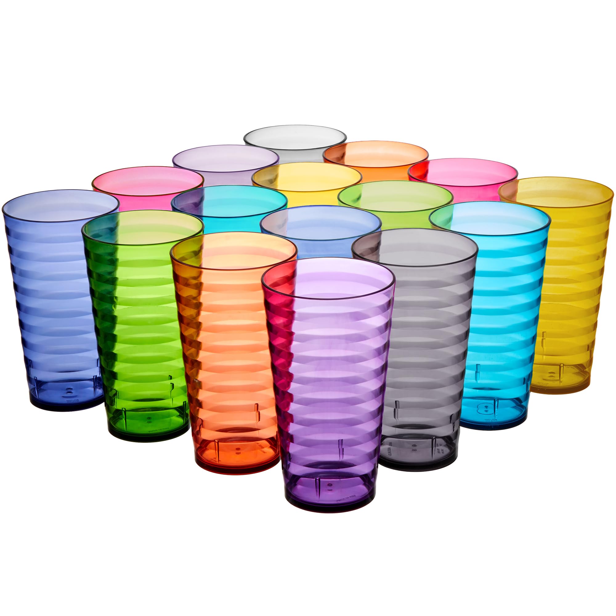 Photo 1 of US Acrylic Splash [Set of 16] 18 ounce Plastic Stackable Water Tumblers in Jewel Tone Colors Value Set of Drinking Cups, Reusable, BPA-free, Made in the USA, Top-rack Dishwasher Safe