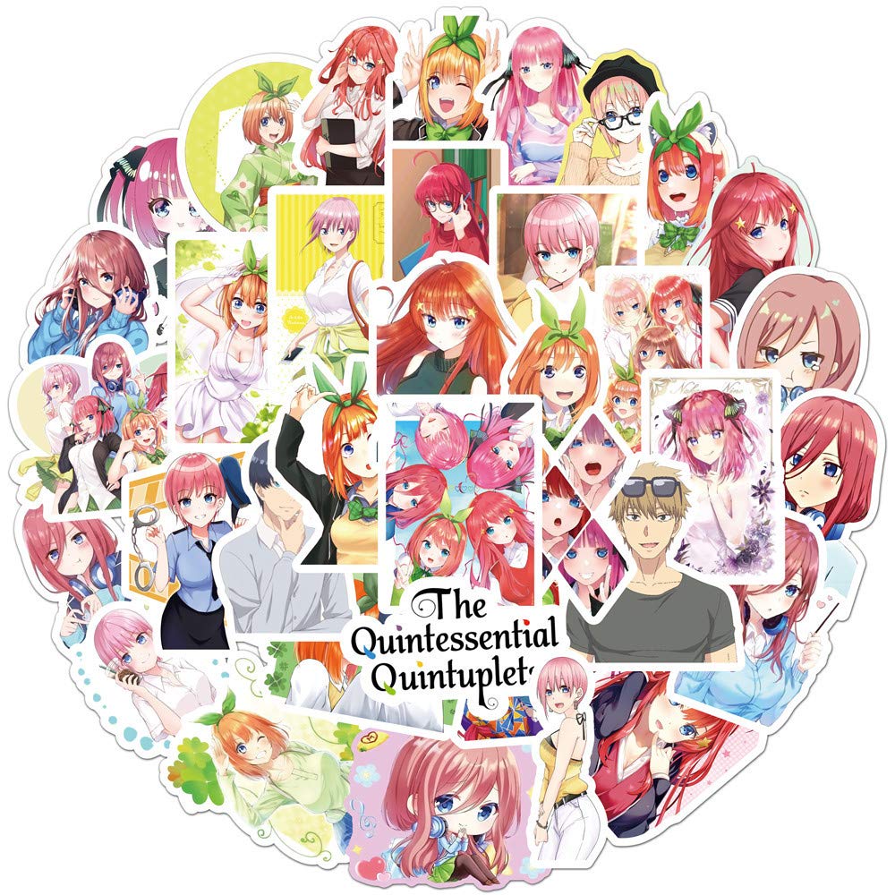 50 Pcs Anime The Quintessential Quintuplets Stickers for Laptop,Bumper,Skateboard,Water Bottles,Computer,Phone,Anime Sticker Pack for Kids/Teen — image 1