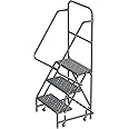 Tri-Arc KDSR103246 3-Step Steel Rolling Industrial and Warehouse Ladder with Handrails and 24" Wide Perforated Tread