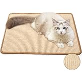 FUKUMARU Cat Scratcher Mat, 23.6 X 15.7 Inch Natural Sisal Cat Scratch Mat | Horizontal Cat Scratching Pad Mat Floor Rug with Sticky Tapes, Cat Wall Scratcher for Indoor Cats, Protect Couch and Carpet
