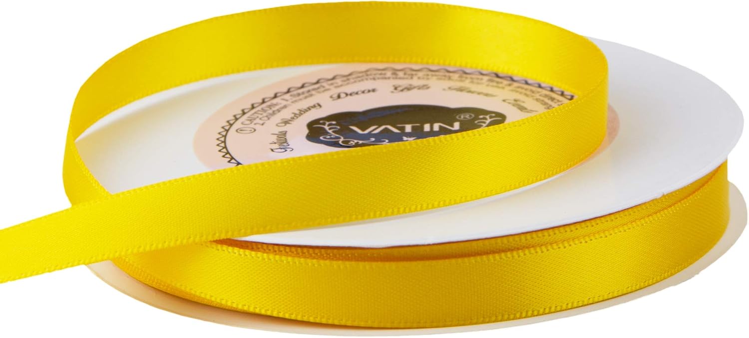 VATIN 10mm Double Faced Maize Yellow Polyester Satin Ribbon - Image 4