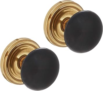 Classic Rosette Set With Black Porcelain Door Knobs Double Dummy In Antique Brass Old Door Knobs Doorknobs Amazon Com