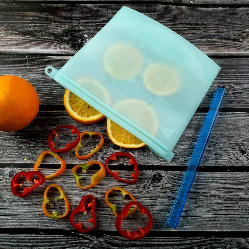 Reusable Silicone Food Bags (2 Large and 4 Medium) - Food Grade/Airtight Seal Silicone Storage Bags for Sandwich, Kids, Lunch, Snacks,Vegetable,Meat - Freezer Dishwasher Safe