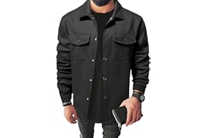 DGHM-JLMY Men's Fashion Casual Woolen Coat Wool Blend Bibbed Car Coat Military Zip Pea Coat Fall Winter Overcoat