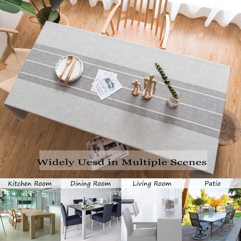 TEWENE Tablecloth, Rectangle Table Cloth Cotton Linen Wrinkle Free Anti-Fading Tablecloths Washable Dust-Proof Table Cover for Kitchen Dinning Party (Rectangle/Oblong, 55''x70'',4-6 Seats, Gray): Kitchen & Dining