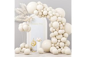 Voircoloria 130pcs White Sand Balloons Different Sizes 18" 12" 10" 5" Off White Party Latex Balloons for Birthday Baby Shower Graduation Wedding Gender Reveal Anniversary Party Decorations