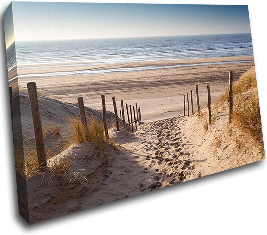 LoveSticker Sand Path Sea Beach Scenic Canvas Poster Wall Art Print Picture Framed CH327