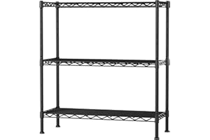 REGILLER 3-Shelf Adjustable Heavy Duty Storage Shelves,Metal Organizer Wire Rack for Laundry Bathroom Kitchen Pantry Closet Garage Shelving(Black,14.1" D x 30" W x 35.8" H)