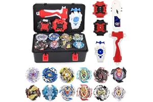 PWTAO Bey Battling Top Burst Launcher Grip Toy Blade Set Game Storage Box 12 Top Burst Gyros 3 Launchers Great Birthday Gift for Boys Children Kids