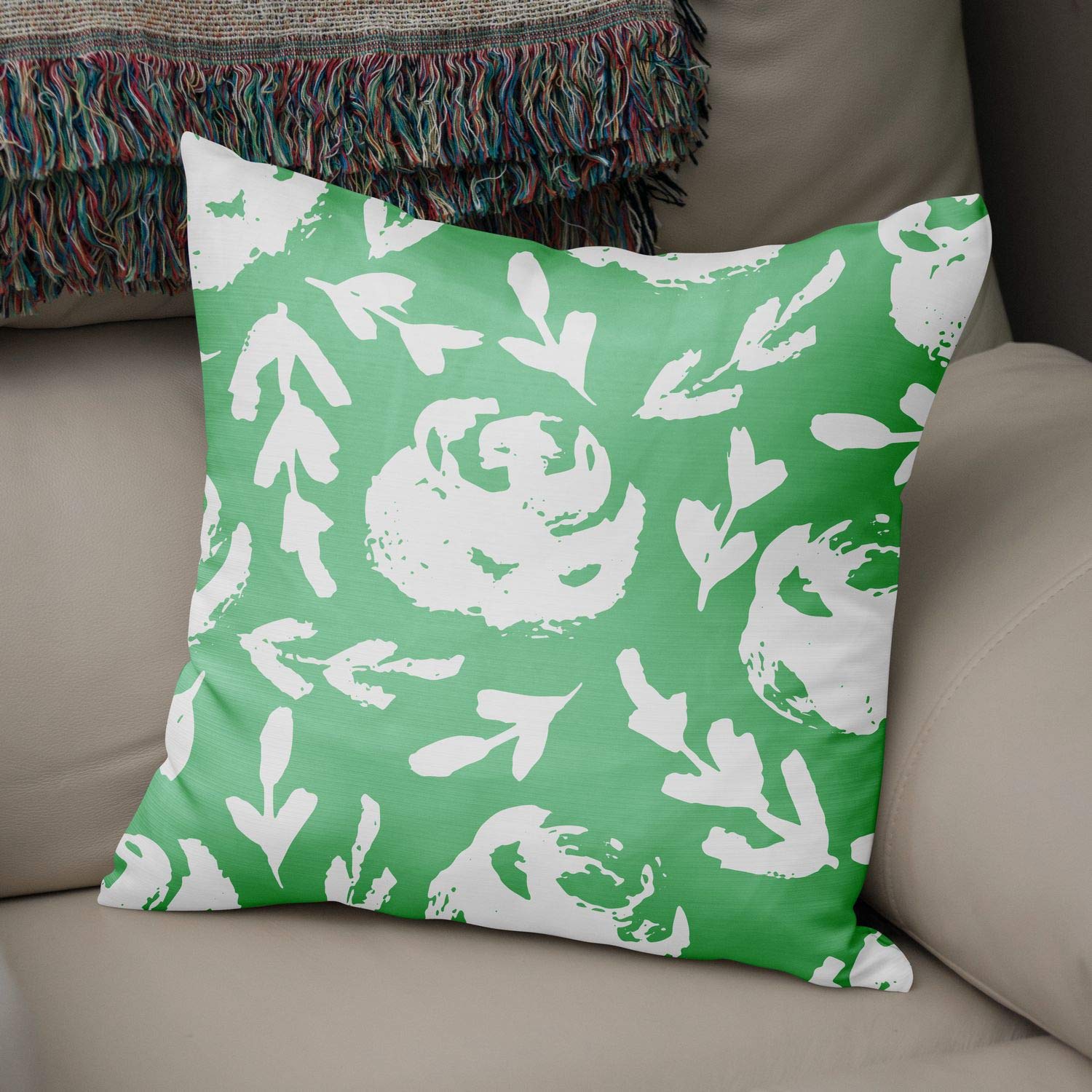 Bonamaison Decorative Cushion Cover, Polycotton, Green, Standard