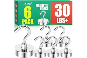 MIKEDE N52 Magnetic Hooks for Cruise Cabins, 30Lbs High Power Magnetic Hooks Heavy Duty, Strong Magnets with Hooks for Hanging, Magnetic Hanger Cruise Hooks for Kitchen, Garage, Pack of 6