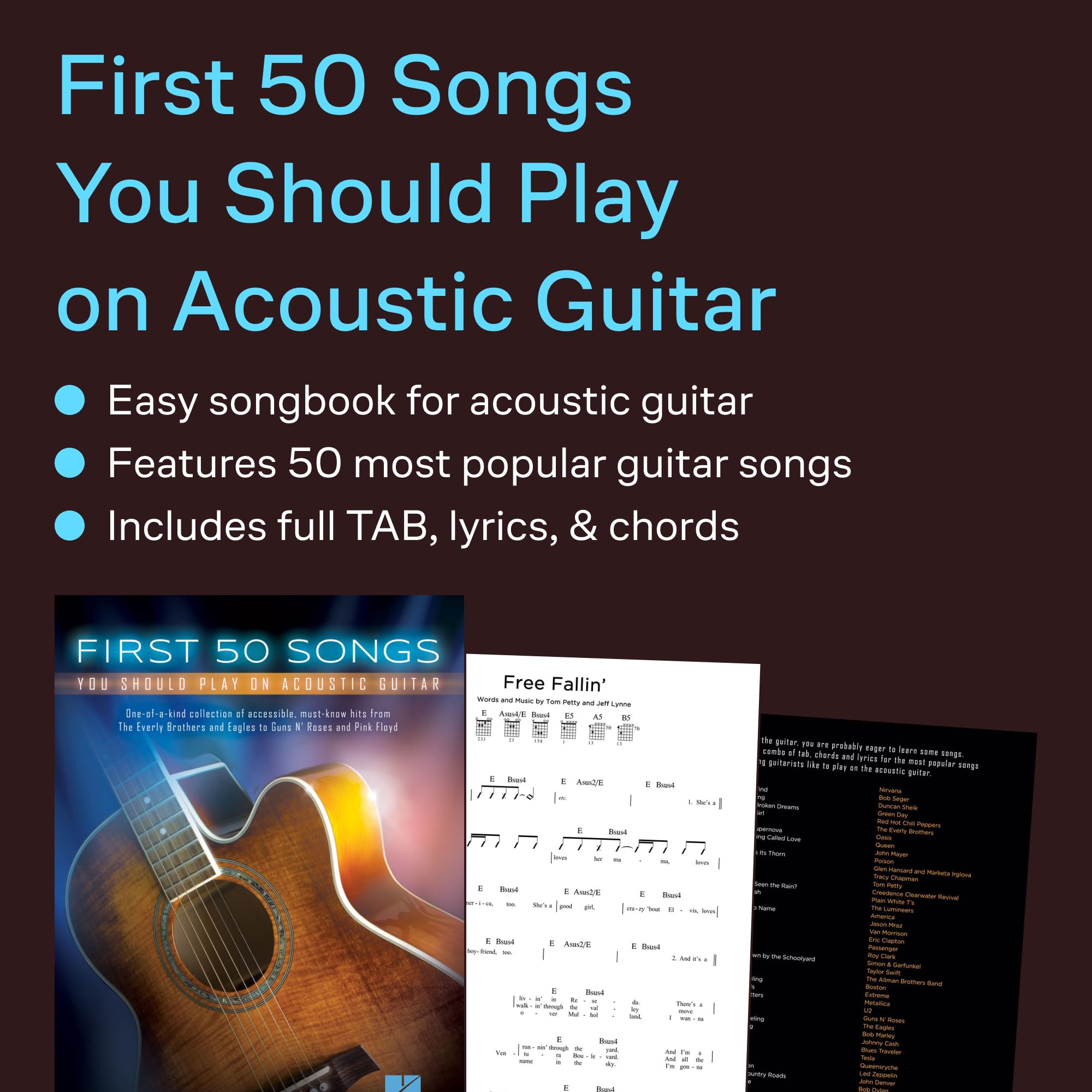 Mua First 50 Songs You Should Play on Acoustic Guitar | Songbook for ...