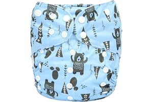 SIGZAGOR 2 to 7 Years Old Junior Big Cloth Diaper Pocket Reusable Washable Baby Kids Toddler (Native Bear)