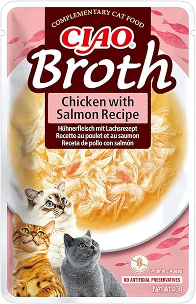 INABA Ciao Broth Chicken with Salmon 5 Pack 40g Moist Cat Treat