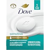 Dove Beauty Bar Soap Sensitive 2 Count for Sensitive Skin, Fragrance Free and Hypoallergenic 7.5 Ounce