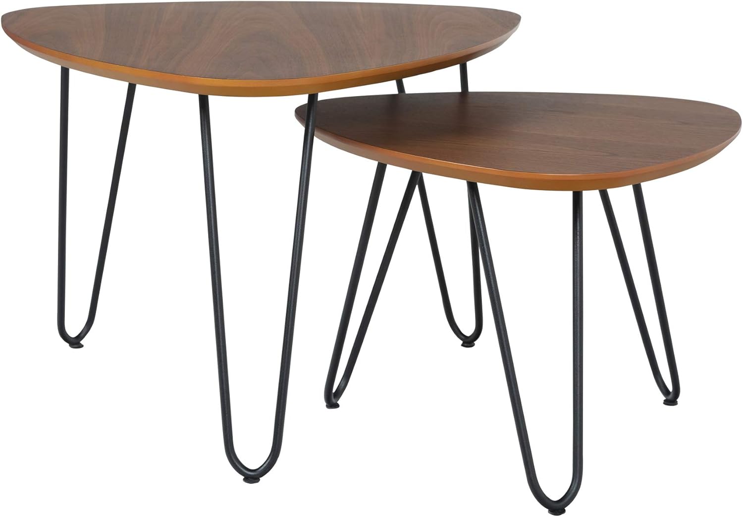 Walker Edison Furniture Company Mid Century Modern Hairpin Coffee Table Set Living Room, Nesting, Walnut: Furniture & Decor