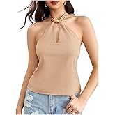 SweatyRocks Women's Halter Tops Trendy Backless Casual Sleeveless Tank Tops Summer Going Out Shirts for Women