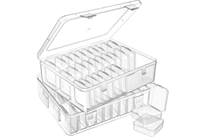 Douorgan Small Bead Storage Containers 30 Pieces Plastic Storage Organizers Stackable Art Storage Case Transparent Boxes Jewelry Beads Storage Box (2 Pack)