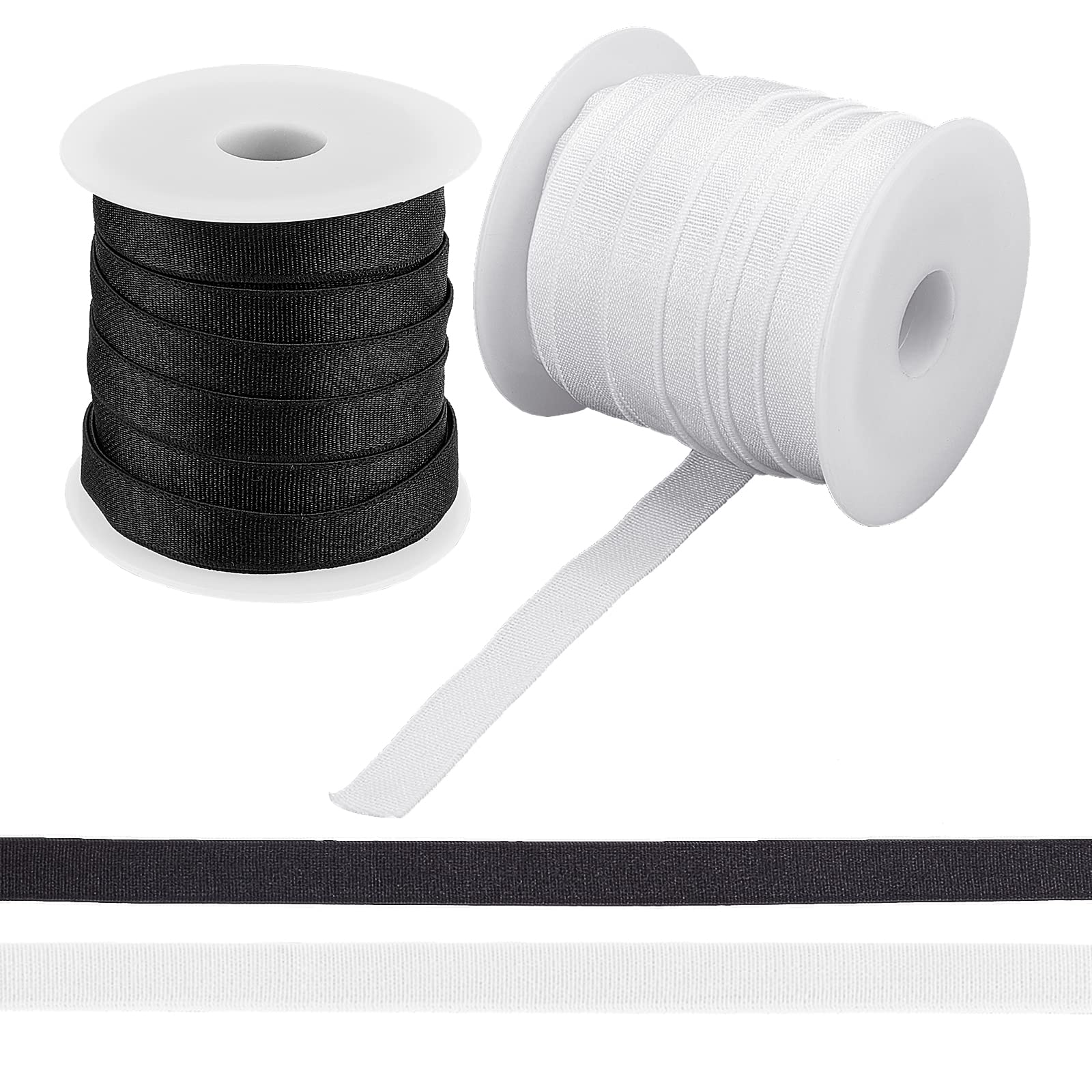 NBEADS 2 Roll Flat Elastic Band, 10mm Width Elastic Shoulder Strap Bra Strap Elastic Trim Elastic Cord Roll for DIY Shoulder Bra Clothes Sewing Project, White and Black, 10.94 Yards(10m)/Roll