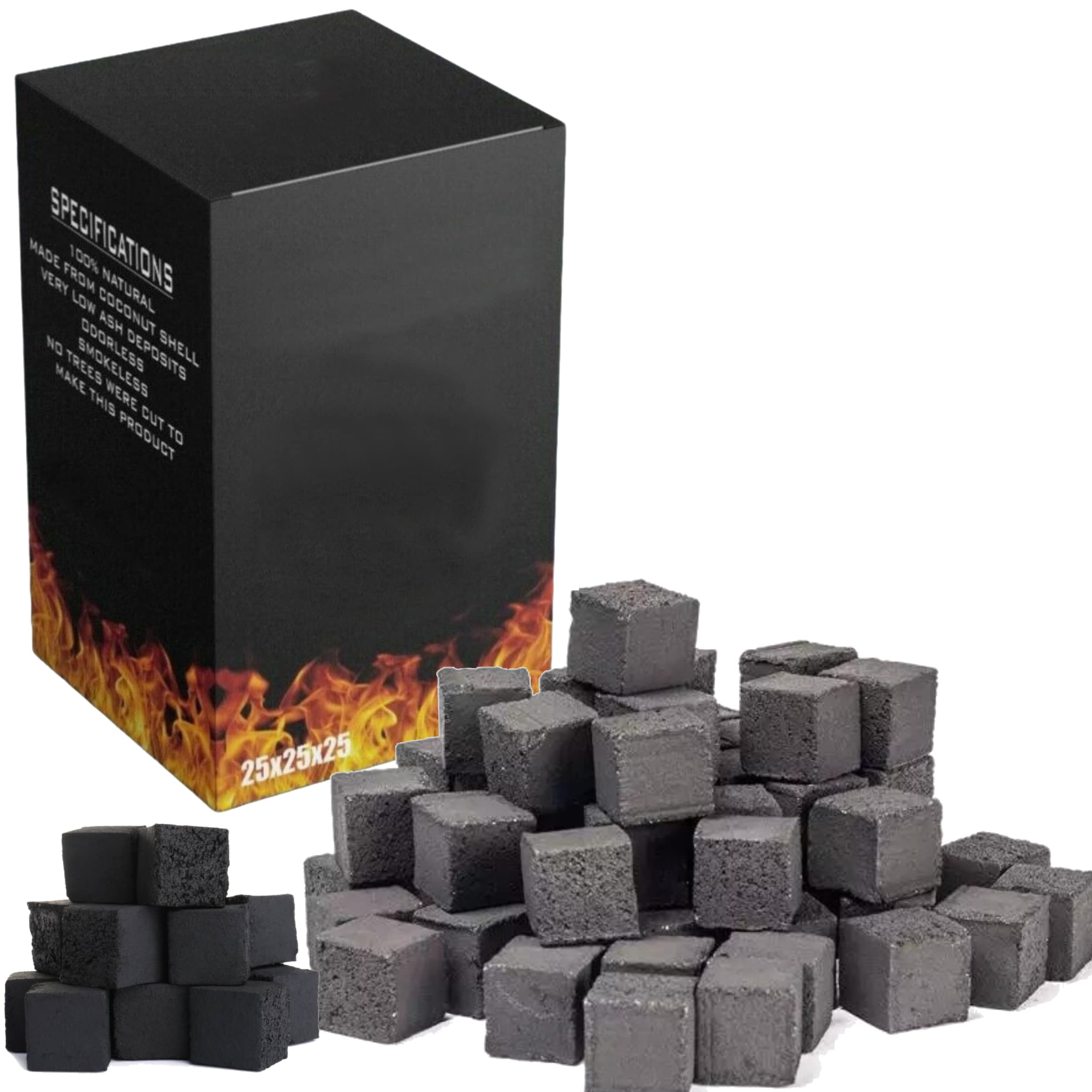 Glamified Premium Coconut Shisha Charcoal Coal (25mm Cubes) for Hookah BBQ 1 kg