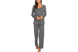 Ekouaer Women's Pajama Set Long Sleeve Pj Sets Two Piece Loungewear Soft Pajama Top and Pants Pjs Sleepwear