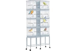 Garvee Lot-4 Breeding Bird Cage, Parrot Cage, Stackable Center Divided Breeder, Seperate Removable Tray, Removable Divider, Lockable Caster, for Birds and Finch