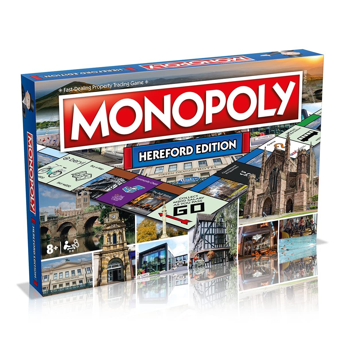 Winning Moves Hereford Monopoly Board Game, Advance to the Bull Statue, the Black and White House Museum and the Old Wye Bridge, 2–6 players makes a great gift for ages 8 plus