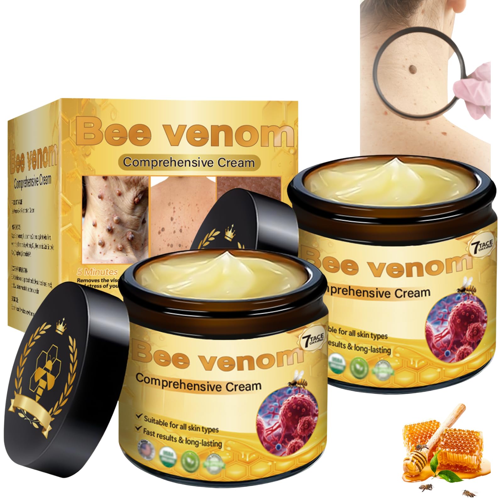 Photo 1 of 2PCS Bee Venom Comprehensive Cream, New Bee Venom Skin Cream,Deeply Moisturizes And Firms Natural Skin Moisturizer For All Skin Types