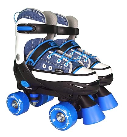Best Sporting Rollschuhe für Kinder und Jugendliche, Größe verstellbar, ABEC 7 Carbon, blau-weiß, Farbe:blau/weiß, Größe:36-3