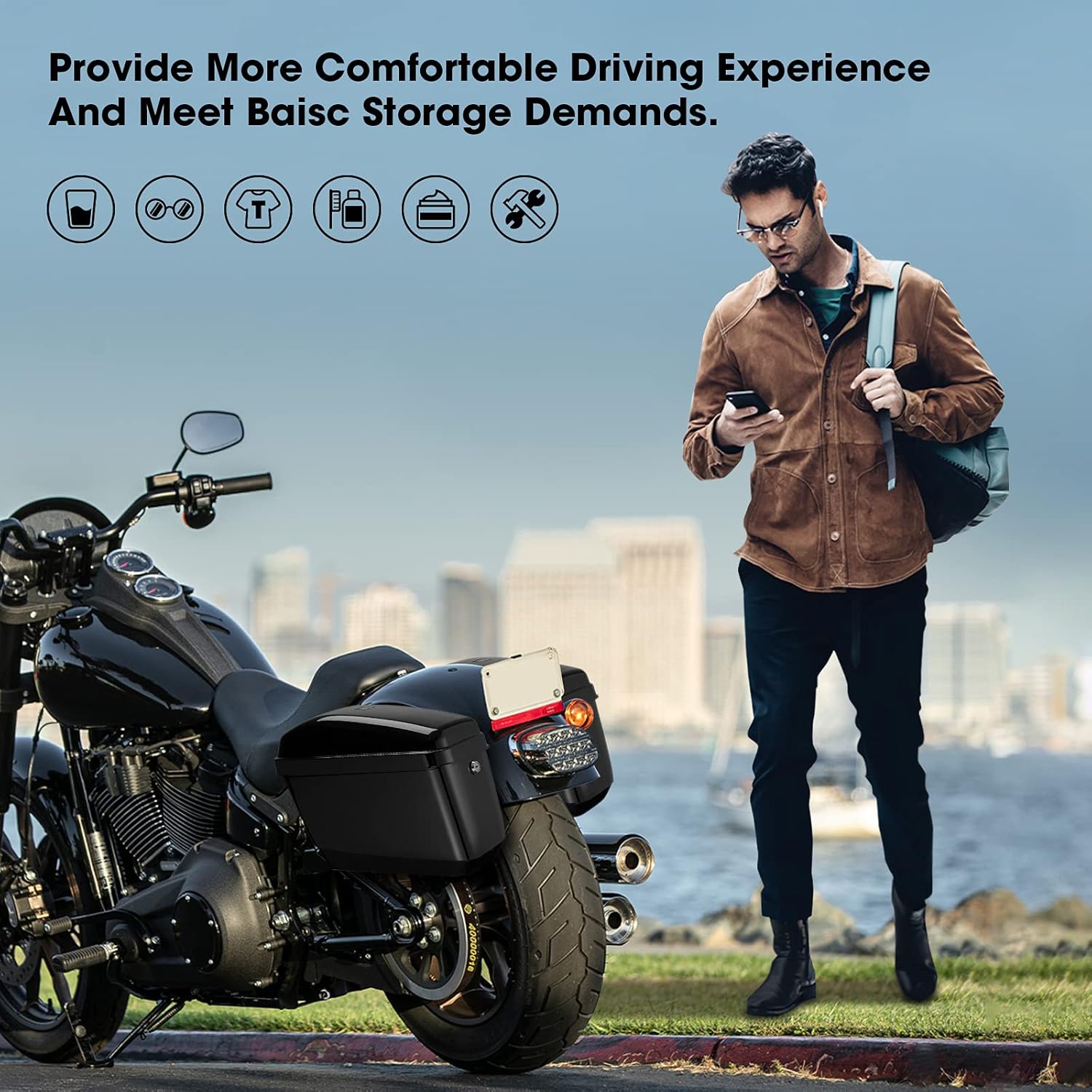 Motorcycle Hard Saddlebags Saddle Bags compatible with vulcan 800 900 Vstar 650 1100 1300 Softail with Mounting Kits: Automotive