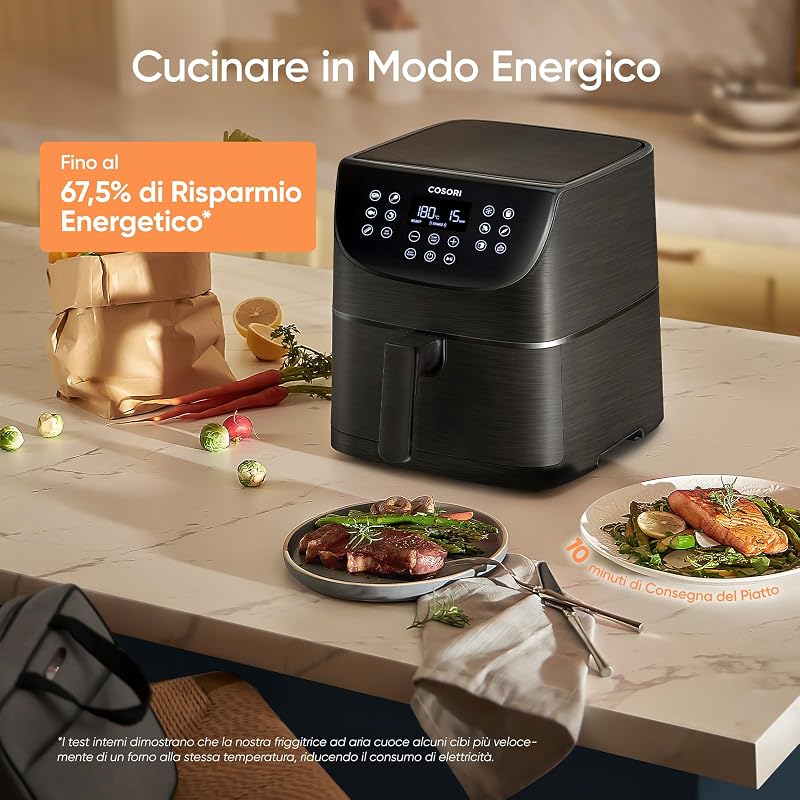 Friggitrice ad Aria 5,7 L, 13 Funzioni, 97% Meno Olio, 1700W Nero